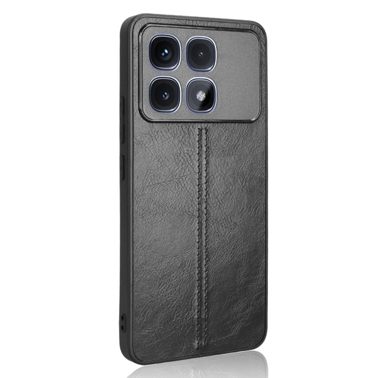 For Redmi K70 Ultra Cow Pattern Sewing Back Cover Phone Case(Black)