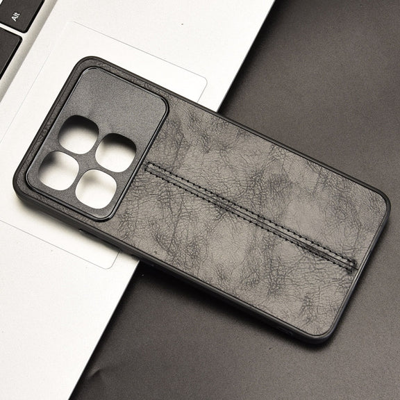 For Redmi K70 Ultra Cow Pattern Sewing Card Bag Phone Case(Black)