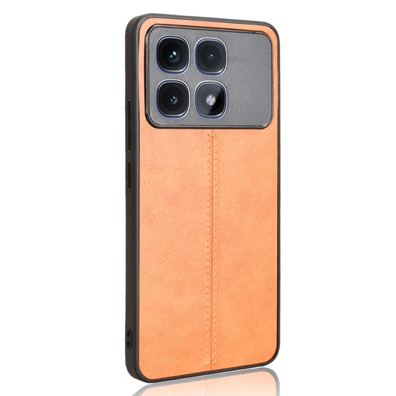 For Redmi K70 Ultra Cow Pattern Sewing Card Bag Phone Case(Orange)