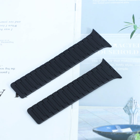 For Apple Watch SE 2023 44mm Magnetic Silicone Watch Band(Black)
