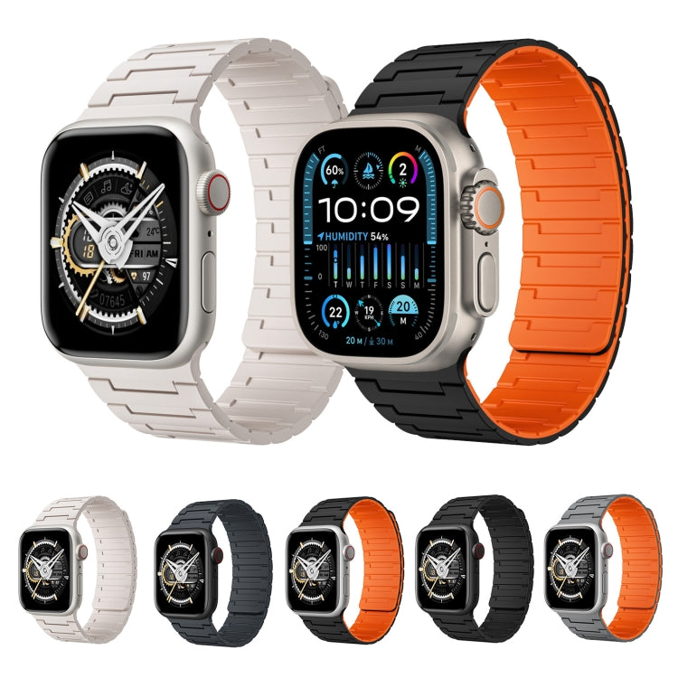 For Apple Watch SE 2023 44mm Magnetic Silicone Watch Band(Black)
