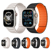 For Apple Watch SE 2023 44mm Magnetic Silicone Watch Band(Black)