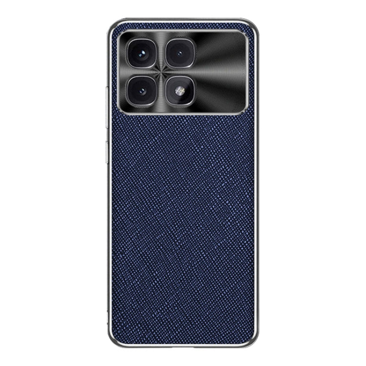 For Redmi K70 Ultra Silver Edge Cross Texture PU Leather Phone Case(Sapphire Blue)