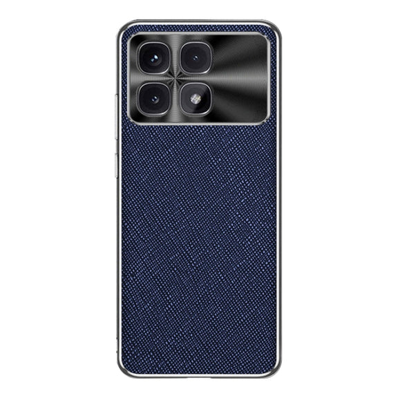 For Redmi K70 Ultra Silver Edge Cross Texture PU Leather Phone Case(Sapphire Blue)