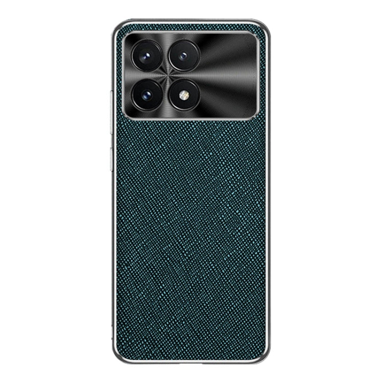 For Redmi K70 Silver Edge Cross Texture PU Leather Phone Case(Dark Green)