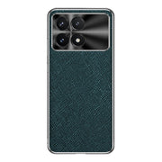 For Redmi K70 Silver Edge Cross Texture PU Leather Phone Case(Dark Green)