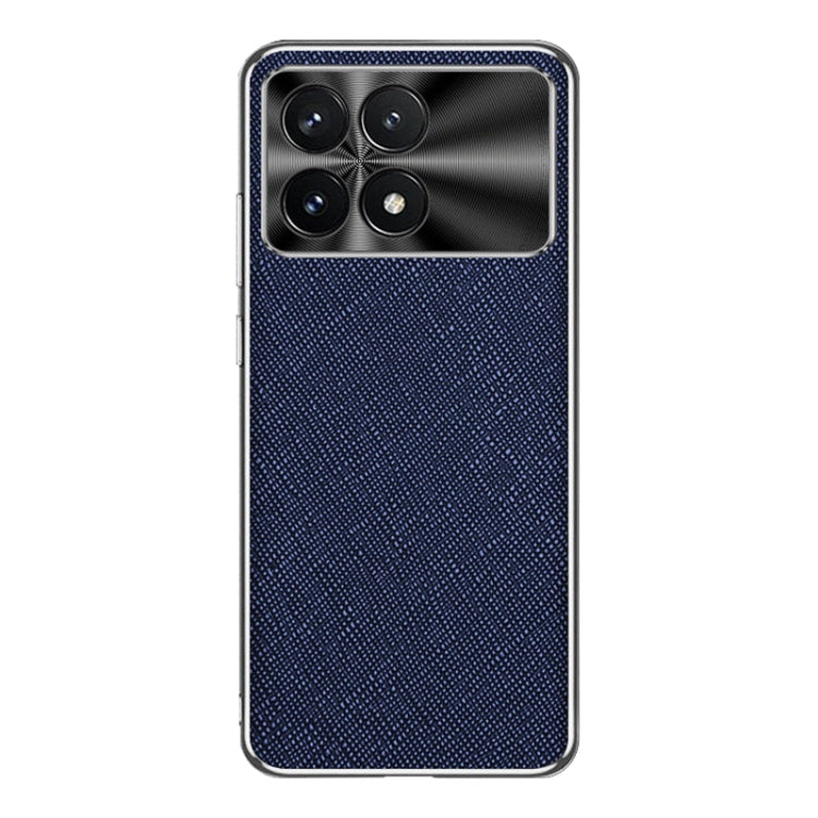 For Redmi K70 Silver Edge Cross Texture PU Leather Phone Case(Sapphire Blue)