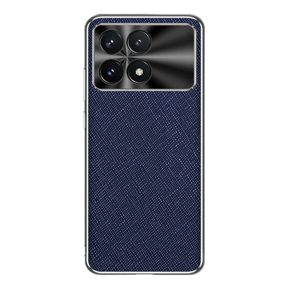 For Redmi K70 Silver Edge Cross Texture PU Leather Phone Case(Sapphire Blue)