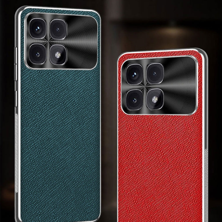 For Redmi K70 Ultra Silver Edge Cross Texture PU Leather Phone Case(Dark Green)