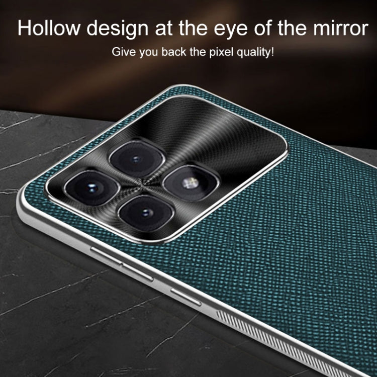 For Redmi K70 Silver Edge Cross Texture PU Leather Phone Case(Dark Green)