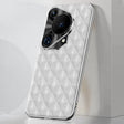 For Huawei Pura 70 Ultra Silver Edge Rhombic Texture PU Leather Phone Case(White) - free shipping - PMC Jewellery - Order now!