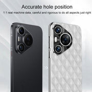 For Huawei Pura 70 Silver Edge Rhombic Texture PU Leather Phone Case(Black)