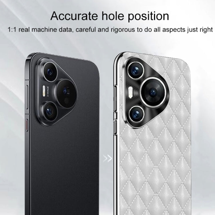For Huawei Pura 70 Pro / 70 Pro+ Silver Edge Rhombic Texture PU Leather Phone Case(Black)