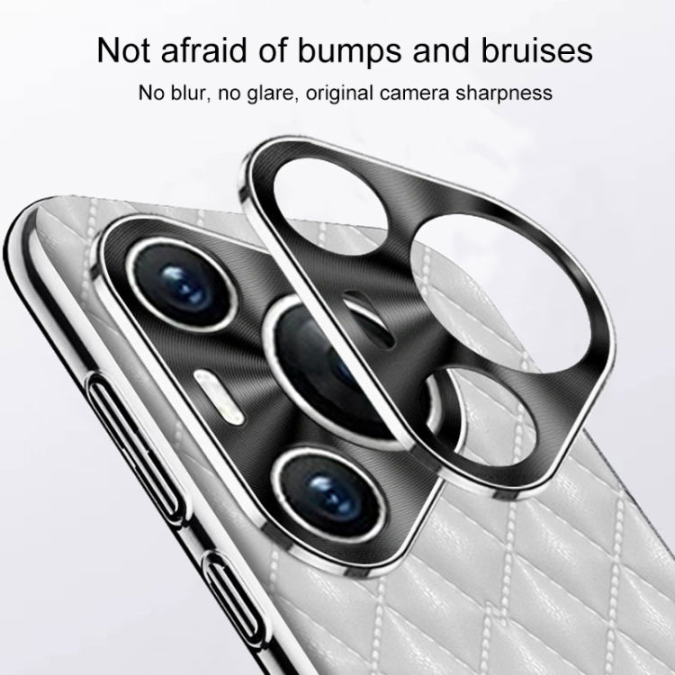 For Huawei Pura 70 Pro / 70 Pro+ Silver Edge Rhombic Texture PU Leather Phone Case(Black)
