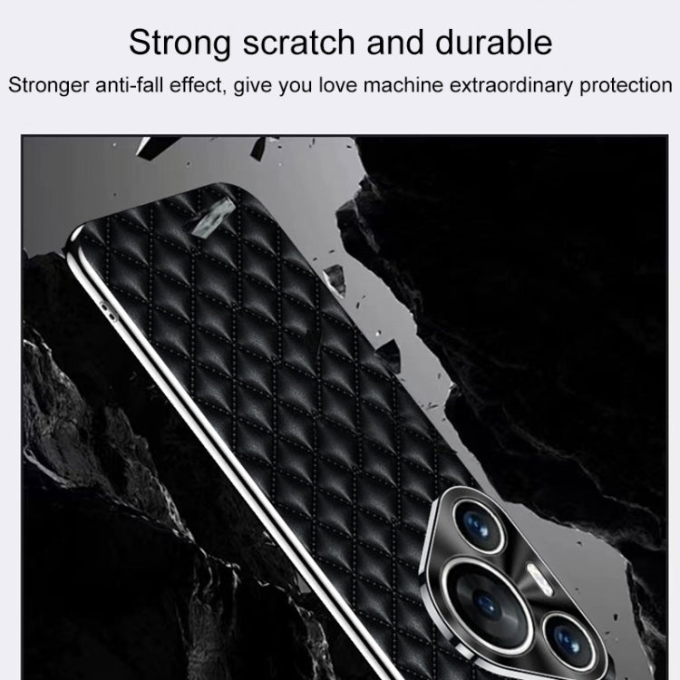 For Huawei Pura 70 Pro / 70 Pro+ Silver Edge Rhombic Texture PU Leather Phone Case(Black)