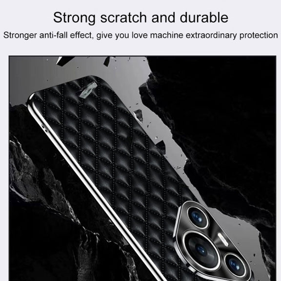 For Huawei Pura 70 Pro / 70 Pro+ Silver Edge Rhombic Texture PU Leather Phone Case(Black)