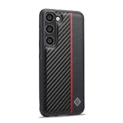 For Samsung Galaxy S24 FE 5G LC.IMEEKE 3 in 1 Carbon Fiber Texture Shockproof Phone Case(Black)