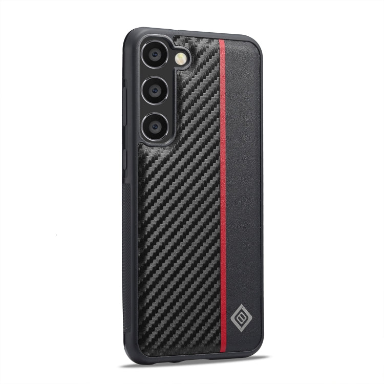 For Samsung Galaxy S25 5G LC.IMEEKE 3 in 1 Carbon Fiber Texture Shockproof Phone Case(Black)