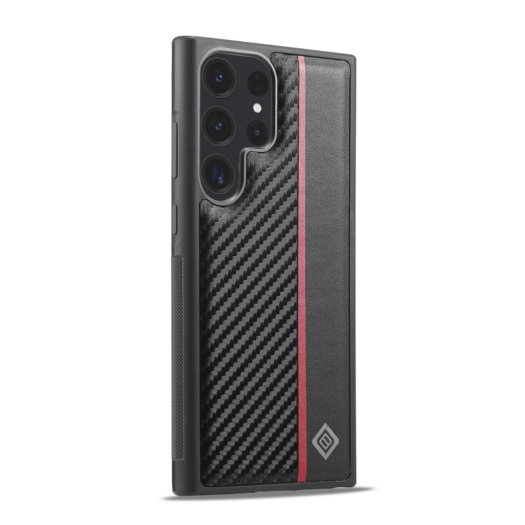 For Samsung Galaxy S25 Ultra 5G LC.IMEEKE 3 in 1 Carbon Fiber Texture Shockproof Phone Case(Black)