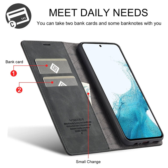 For Samsung Galaxy S24 FE 5G LC.IMEEKE Strong Magnetism Microfiber Leather Phone Case(Black)