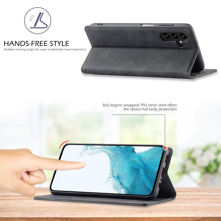For Samsung Galaxy S24 FE 5G LC.IMEEKE Strong Magnetism Microfiber Leather Phone Case(Black)