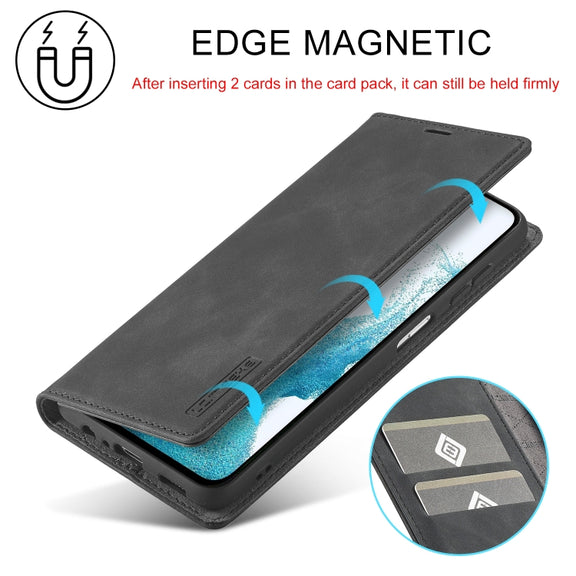 For Samsung Galaxy S24 FE 5G LC.IMEEKE Strong Magnetism Microfiber Leather Phone Case(Black)