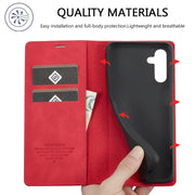 For Samsung Galaxy S24 FE 5G LC.IMEEKE Strong Magnetism Microfiber Leather Phone Case(Red)