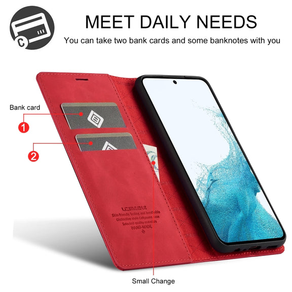 For Samsung Galaxy S24 FE 5G LC.IMEEKE Strong Magnetism Microfiber Leather Phone Case(Red)