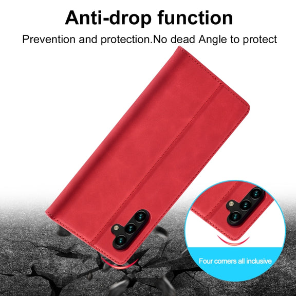 For Samsung Galaxy S24 FE 5G LC.IMEEKE Strong Magnetism Microfiber Leather Phone Case(Red)
