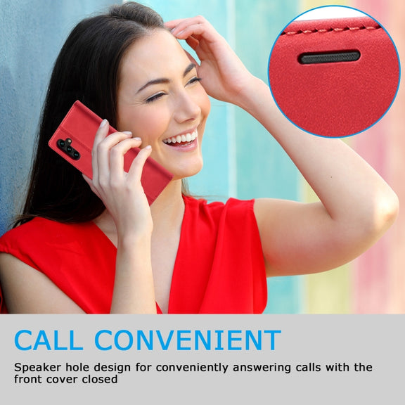 For Samsung Galaxy S24 FE 5G LC.IMEEKE Strong Magnetism Microfiber Leather Phone Case(Red)