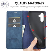 For Samsung Galaxy S24 FE 5G LC.IMEEKE Strong Magnetism Microfiber Leather Phone Case(Blue)