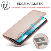 For Samsung Galaxy S24 FE 5G LC.IMEEKE Strong Magnetism Microfiber Leather Phone Case(Rose Gold)