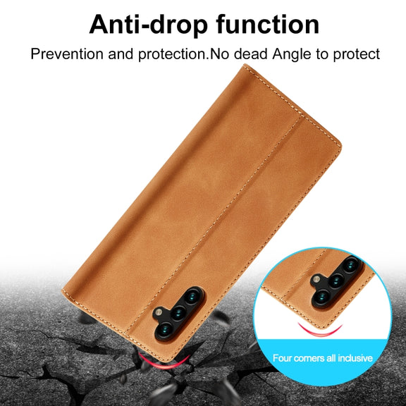 For Samsung Galaxy S24 FE 5G LC.IMEEKE Strong Magnetism Microfiber Leather Phone Case(Brown)
