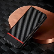 For Samsung Galaxy S24 FE 5G LC.IMEEKE Carbon Fiber Leather Phone Case(Horizontal Black)