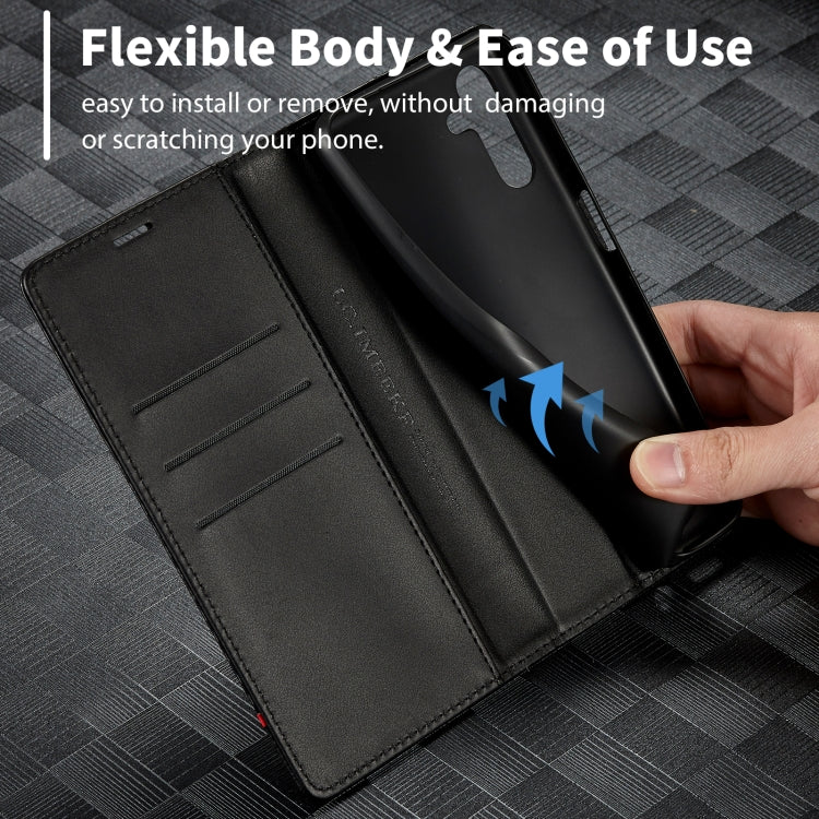 For Samsung Galaxy S24 FE 5G LC.IMEEKE Carbon Fiber Leather Phone Case(Horizontal Black)