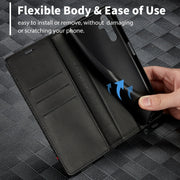 For Samsung Galaxy S24 FE 5G LC.IMEEKE Carbon Fiber Leather Phone Case(Horizontal Black)