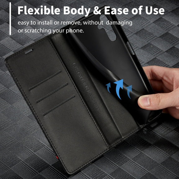 For Samsung Galaxy S24 FE 5G LC.IMEEKE Carbon Fiber Leather Phone Case(Horizontal Black)