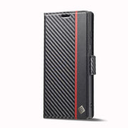 For Samsung Galaxy S25 Ultra 5G LC.IMEEKE Carbon Fiber Leather Phone Case(Vertical Black)