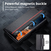 For Samsung Galaxy S25 Ultra 5G LC.IMEEKE Carbon Fiber Leather Phone Case(Vertical Black)