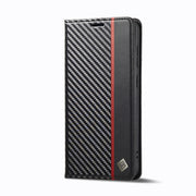 For Samsung Galaxy S25+ 5G LC.IMEEKE Carbon Fiber Leather Phone Case(Vertical Black)