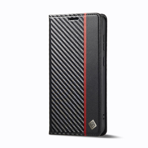 For Samsung Galaxy S25+ 5G LC.IMEEKE Carbon Fiber Leather Phone Case(Vertical Black)