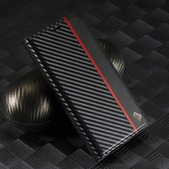 For Samsung Galaxy S25 5G LC.IMEEKE Carbon Fiber Leather Phone Case(Vertical Black)