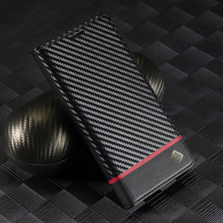 For Samsung Galaxy S25 5G LC.IMEEKE Carbon Fiber Leather Phone Case(Horizontal Black)