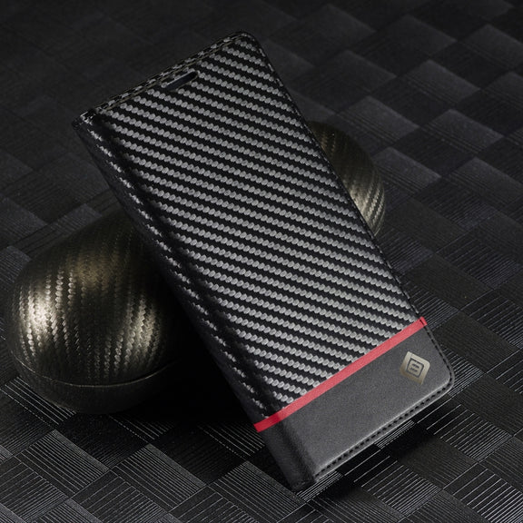 For Samsung Galaxy S25 5G LC.IMEEKE Carbon Fiber Leather Phone Case(Horizontal Black)