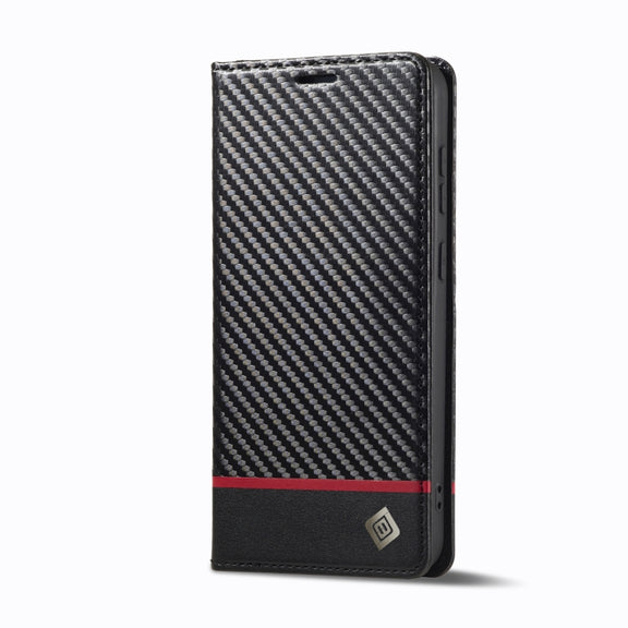 For Samsung Galaxy S25 5G LC.IMEEKE Carbon Fiber Leather Phone Case(Horizontal Black)