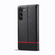 For Samsung Galaxy S25 5G LC.IMEEKE Carbon Fiber Leather Phone Case(Horizontal Black)
