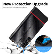 For Samsung Galaxy S25 5G LC.IMEEKE Carbon Fiber Leather Phone Case(Horizontal Black)