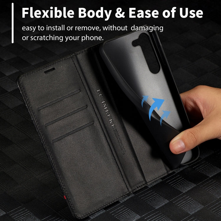 For Samsung Galaxy S25 5G LC.IMEEKE Carbon Fiber Leather Phone Case(Horizontal Black)