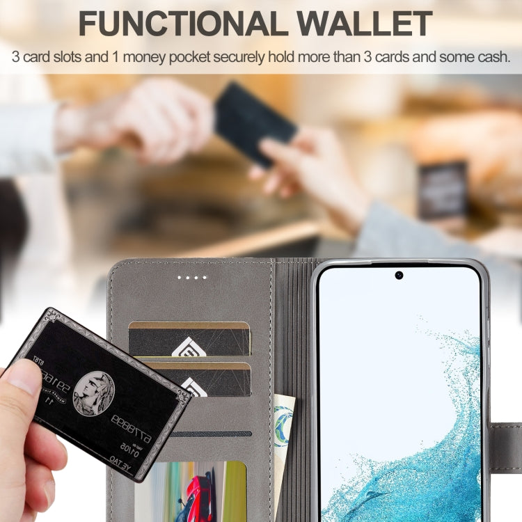 For Samsung Galaxy S24 FE 5G LC.IMEEKE Calf Texture Leather Phone Case(Grey)