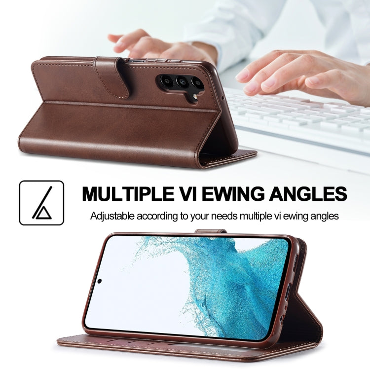 For Samsung Galaxy S24 FE 5G LC.IMEEKE Calf Texture Leather Phone Case(Coffee)